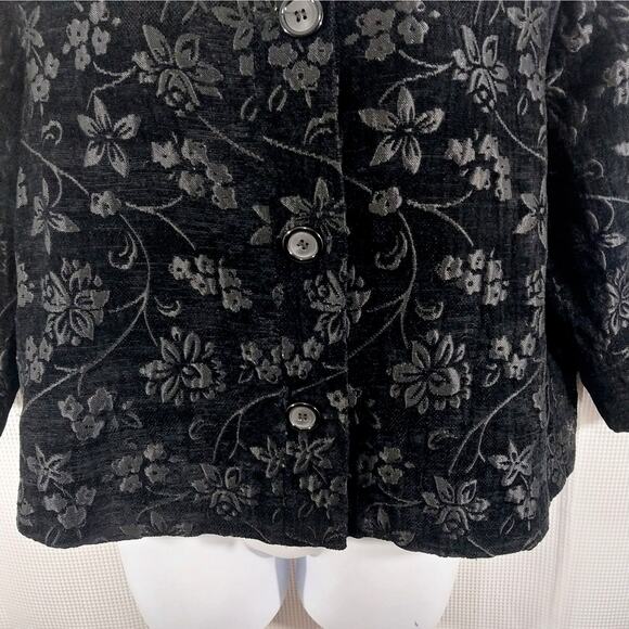 DRESSBARN WOMAN! BLACK ON BLACK TAPESTRY STYLE EMBROIDERED JACKET! SZ 18W - Picture 6 of 13